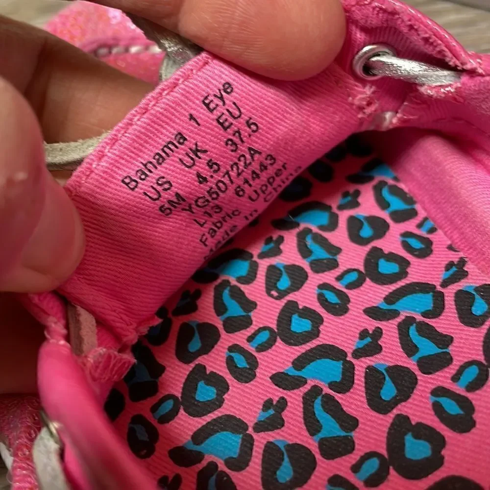Sperry Top Sider Bahama One Eye Big Girl Sz 5M Pink Sequin Slip On Boat Shoe